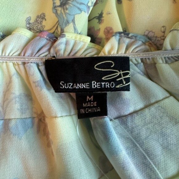 Suzanne Betro Floral Dress Medium Fairycore Whimsical Yellow Feminine Beachy - Picture 5 of 9